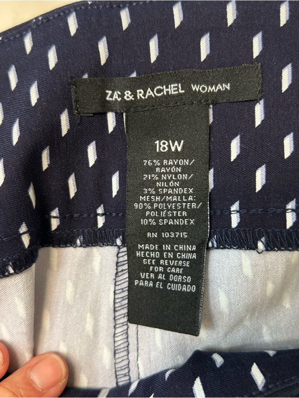 Zac & Rachel Blue Pull On Pants Women 18 W Stretch Career Office Straight Leg - Picture 5 of 8